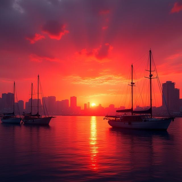 横浜港の夕焼け